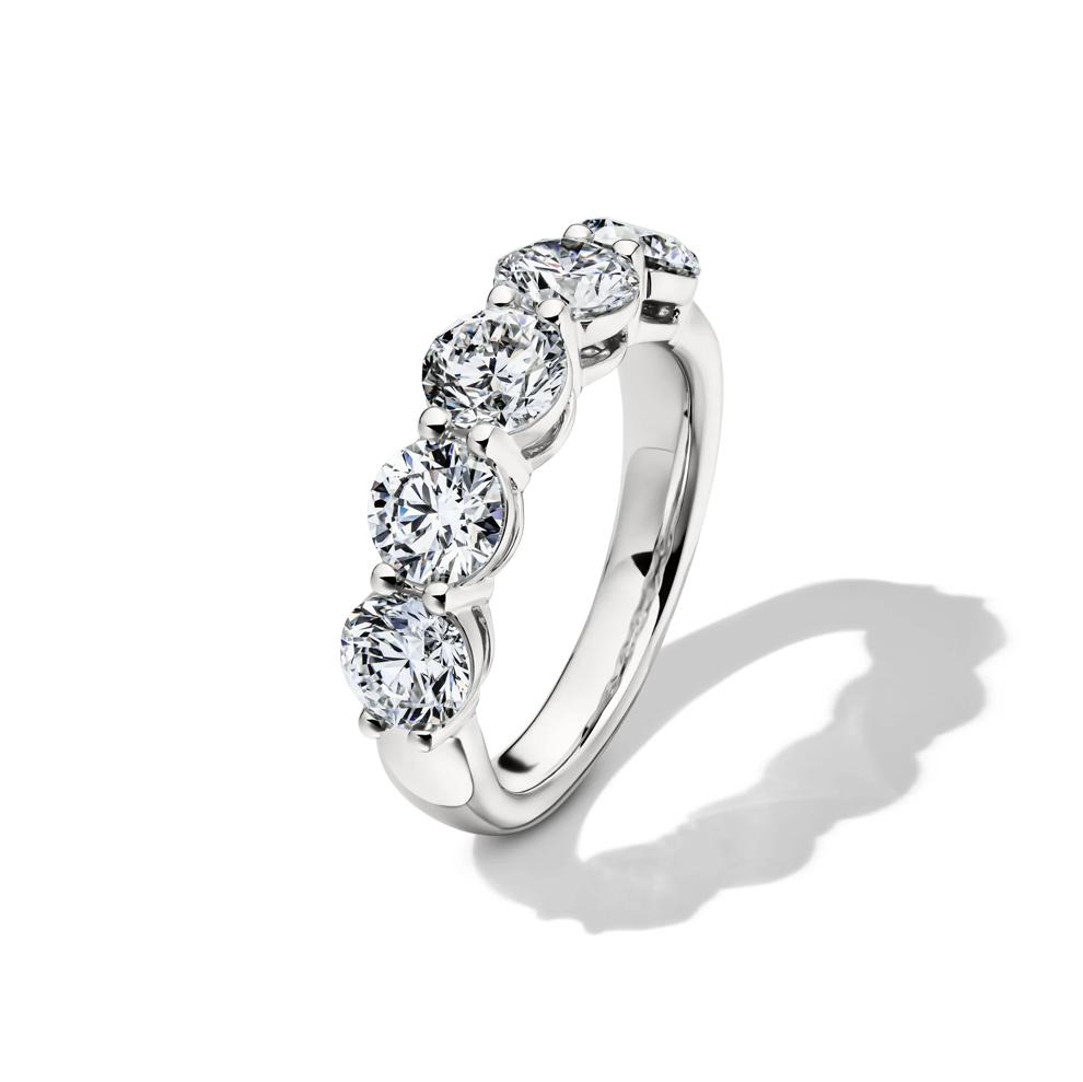 Lab Grown Diamond Five-Stone Round Anniversary Band in 14K White Gold (3 ct. tw.) – Image 4 of 5