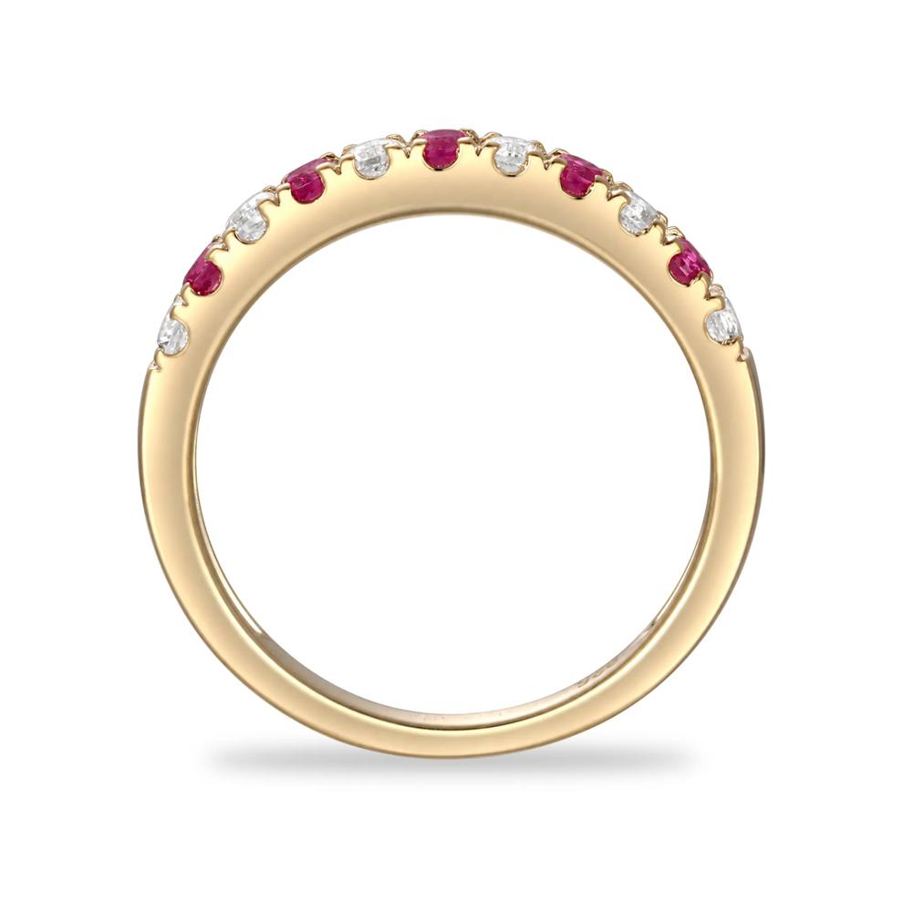 Ruby &amp; Diamond Band in 10K Yellow Gold (1/4 ct. tw.) – Image 3 of 4