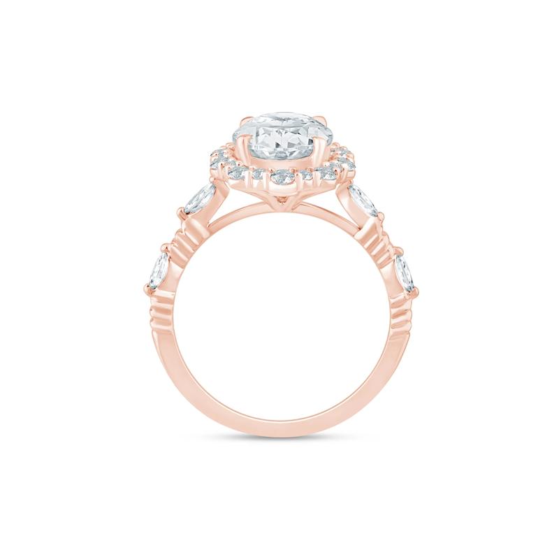 Lab Grown Diamond Oval Halo Engagement Ring in 14K Rose and Yellow Gold &#40;3 1/2 ct. tw.&#41; – Image 2 of 3
