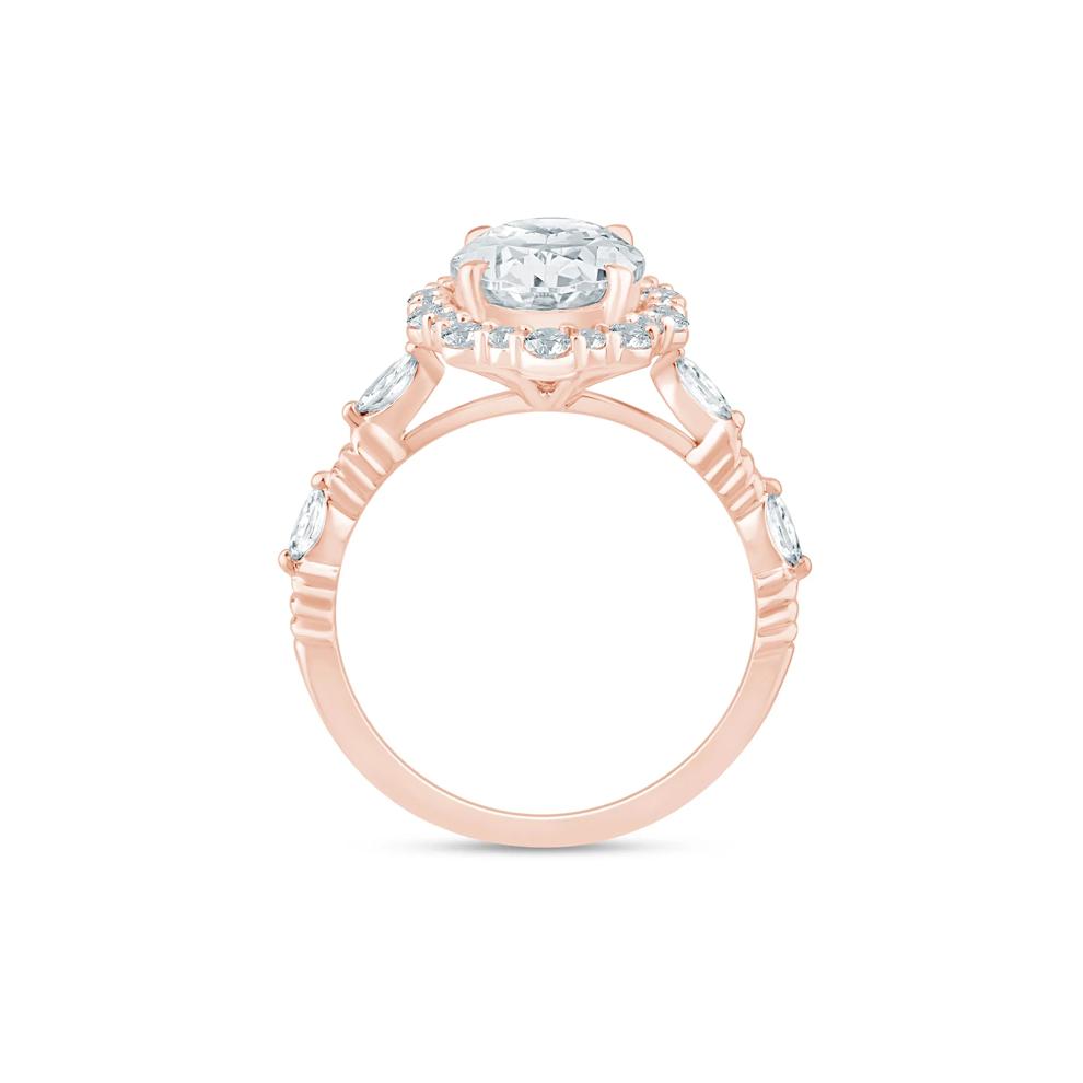 Lab Grown Diamond Oval Halo Engagement Ring in 14K Rose and Yellow Gold (3 1/2 ct. tw.) – Image 2 of 3