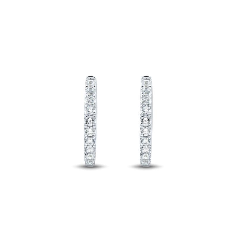 Lab Grown Diamond Hoop Earrings in 14K White Gold (1/2 ct. tw.) – Image 2 of 2