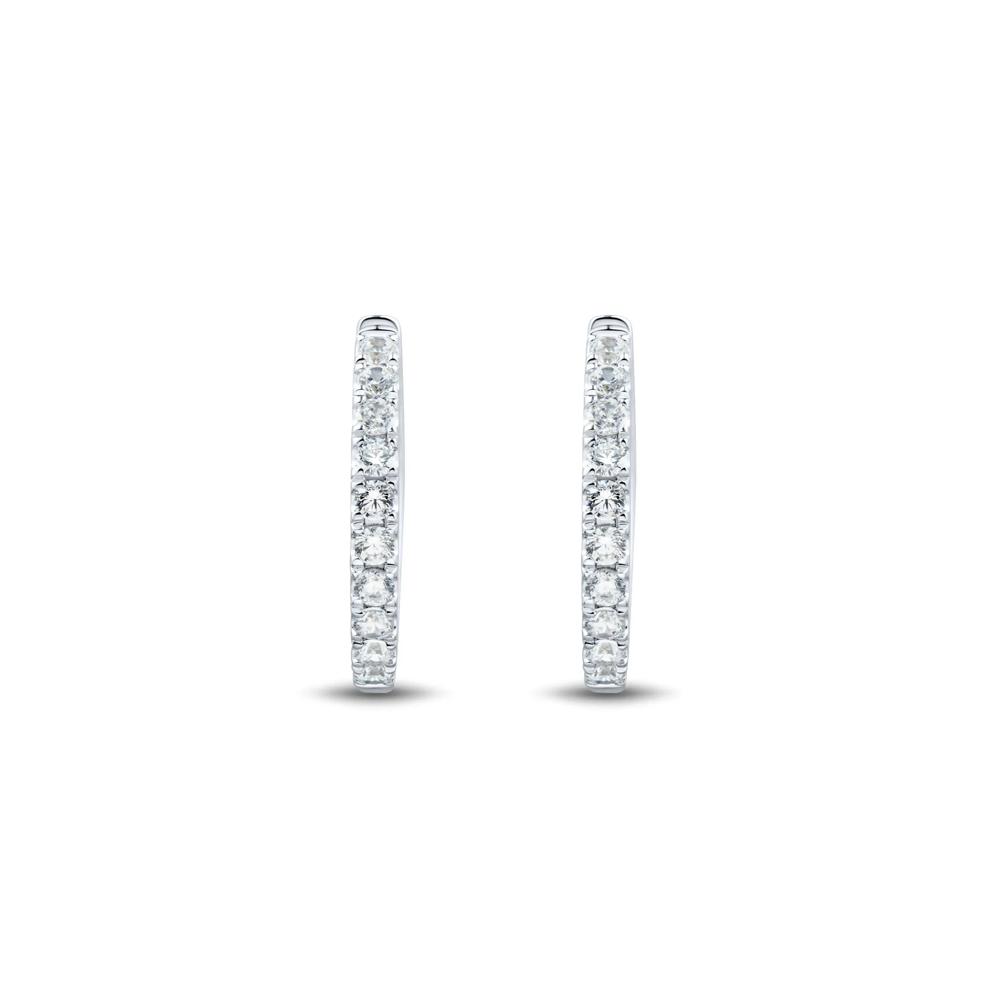 Lab Grown Diamond Hoop Earrings in 14K White Gold (1/2 ct. tw.) – Image 2 of 2