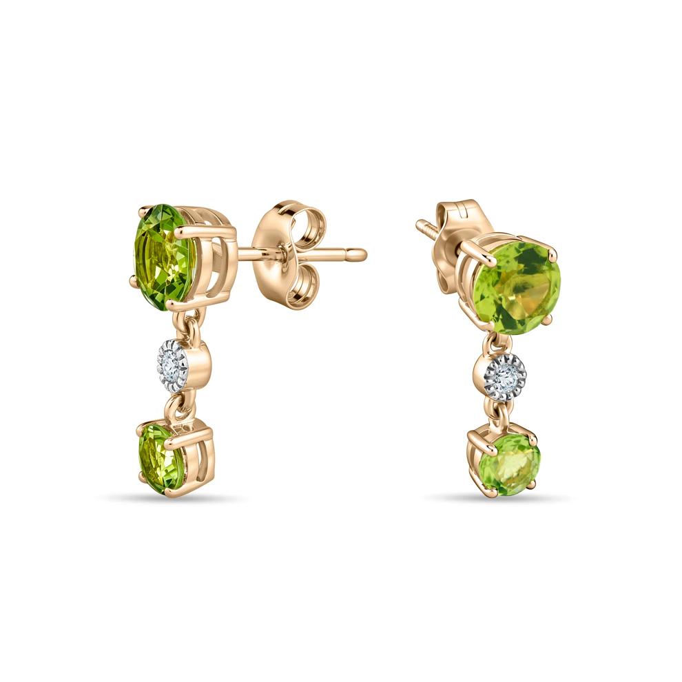 Peridot &amp; Diamond Accent Drop Earrings in 10K Yellow Gold – Image 1 of 2