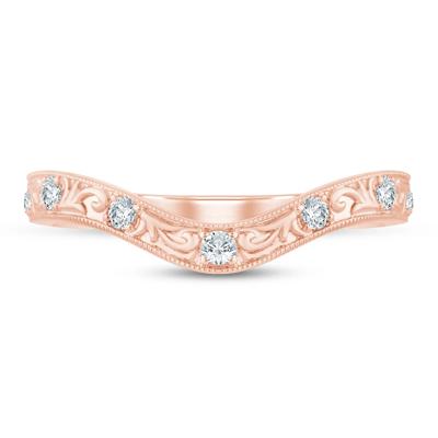 Lab Grown Diamond Engraved Contour Band in 14K Rose Gold (1/7 ct. tw.)