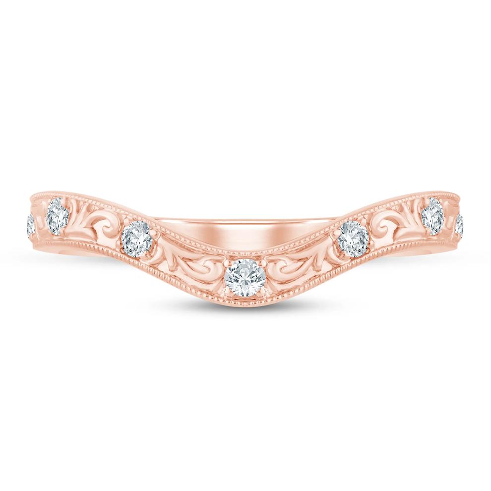 Lab Grown Diamond Engraved Contour Band in 14K Rose Gold (1/7 ct. tw.) – Image 1 of 3