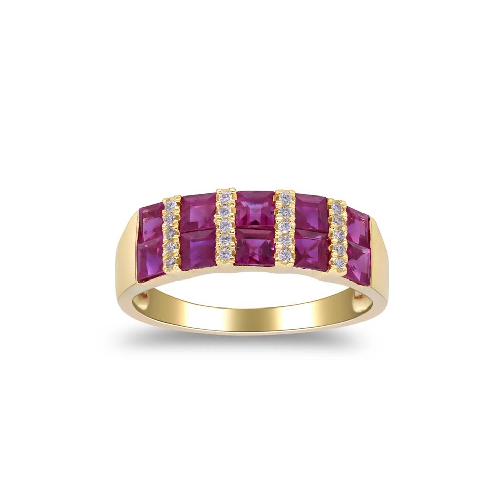 Ruby and Diamond Accent Band in 10K Yellow Gold – Image 1 of 4