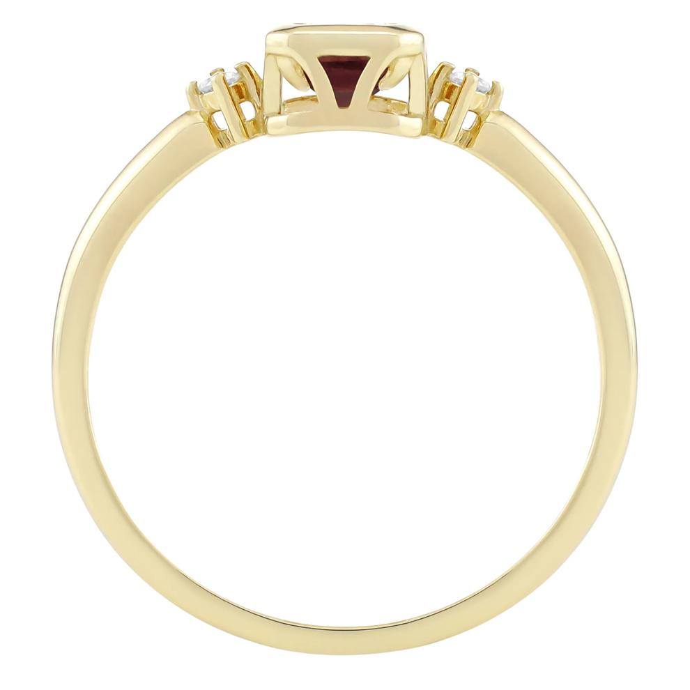 Emerald-Cut Garnet and Diamond Accent Ring in 10K Yellow Gold – Image 2 of 3