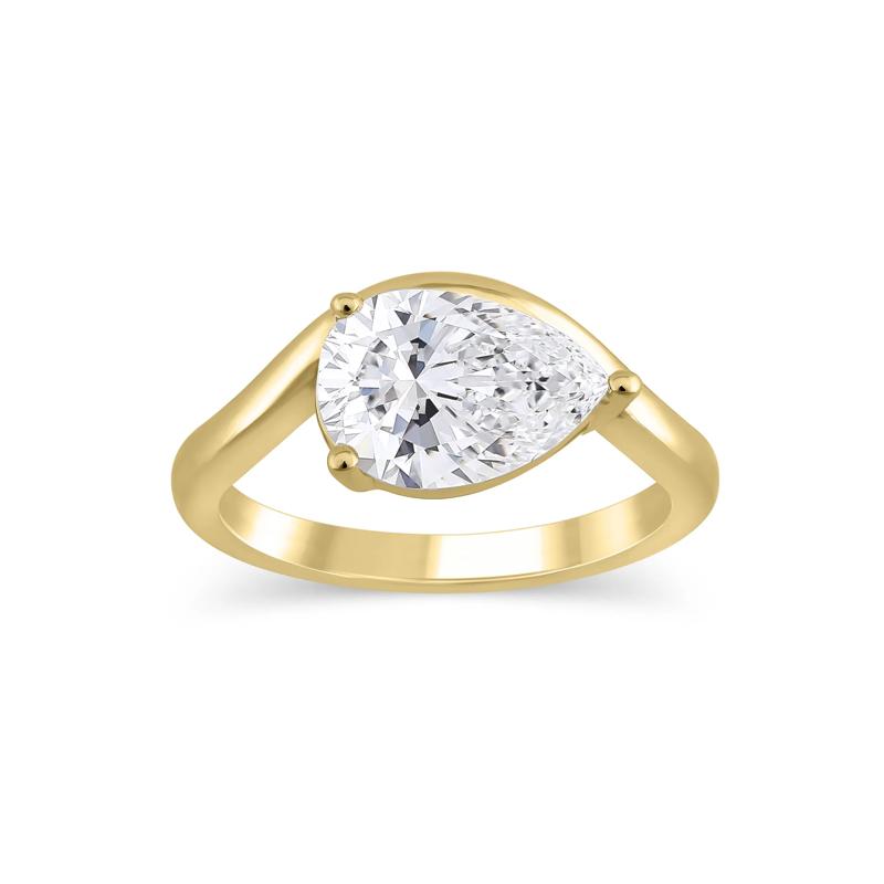 Lab Grown Diamond Pear-Shaped East-West Engagement Ring in 18K Yellow Gold &#40;2 ct. tw.&#41; – Image 1 of 3