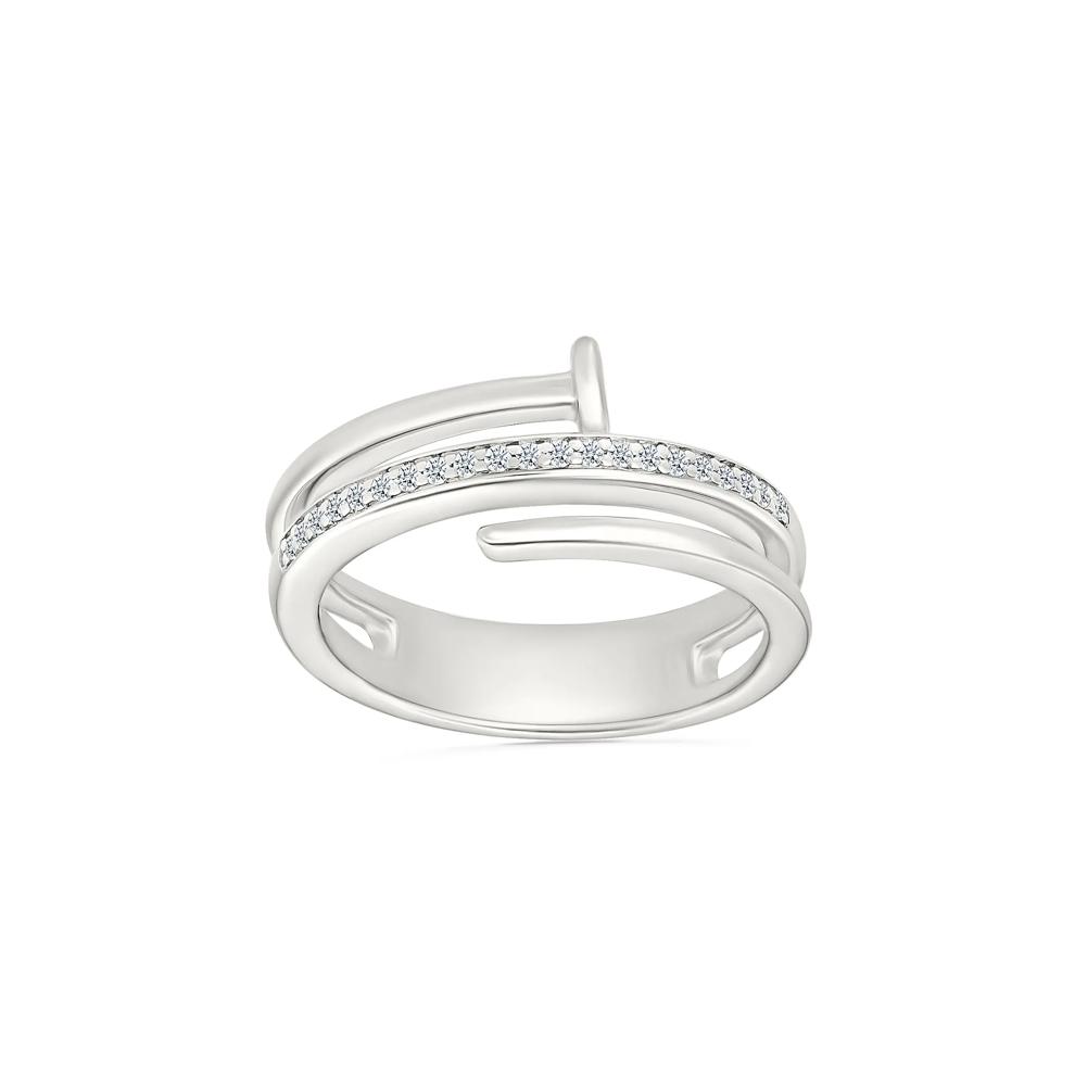 Diamond Wrapped Screw Ring in Sterling Silver (1/10 ct. tw.) – Image 1 of 4
