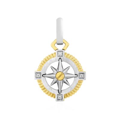 Men's Diamond Compass Charm in Two-Tone Stainless Steel