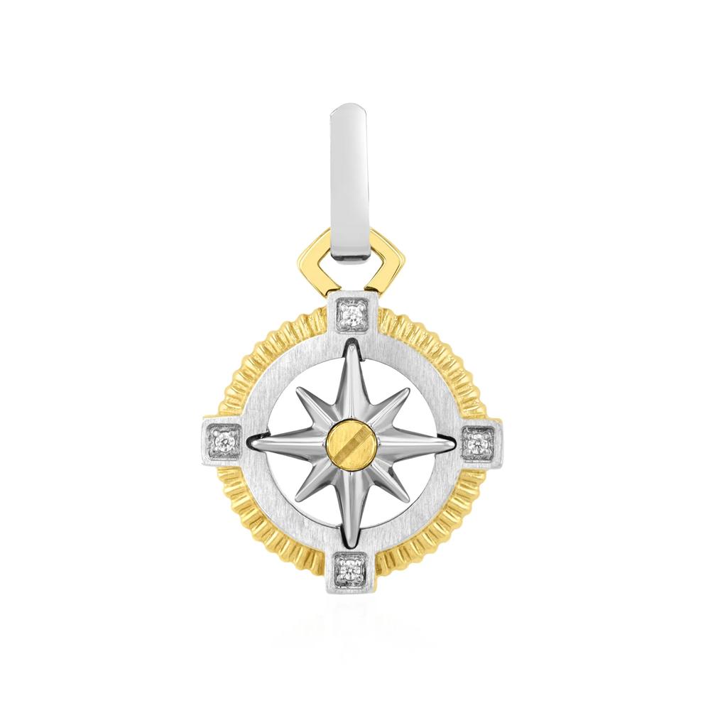 Men's Diamond Compass Charm in Two-Tone Stainless Steel – Image 1 of 3