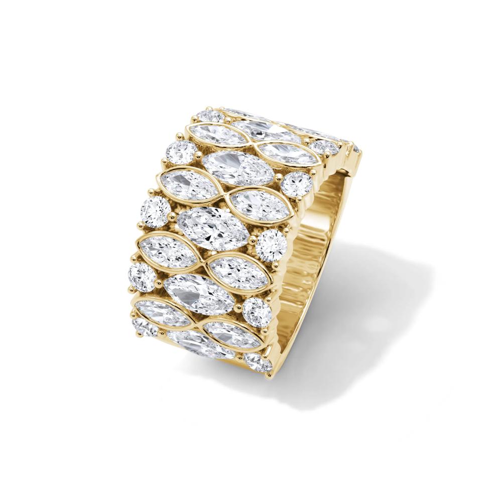Lab Grown Diamond Marquis &amp; Round Multi-Row Ring in 14K Yellow Gold (5 1/2 ct. tw.) – Image 4 of 4
