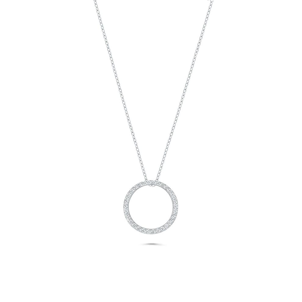Diamond Circle Pendant Necklace in Sterling Silver (1/10 ct. tw.) – Image 1 of 4