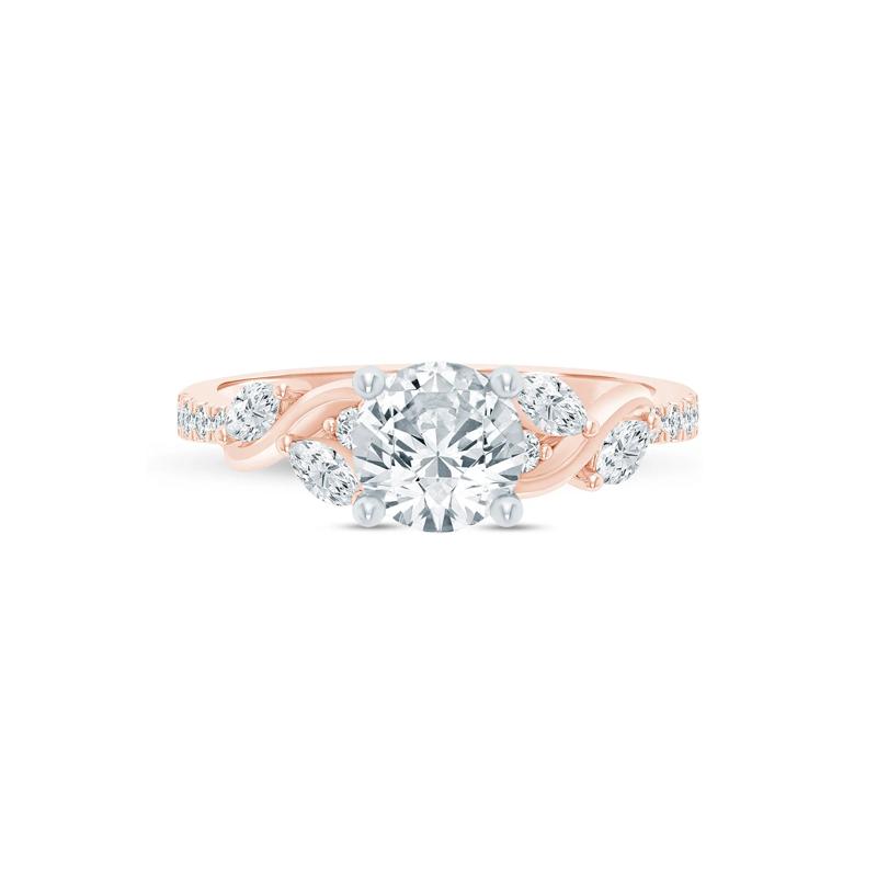 Lab Grown Diamond Marquise Semi-Mount Ring in 14K Rose and White Gold &#40;1/3 ct. tw.&#41; &#40;Setting Only&#41; – Image 1 of 6