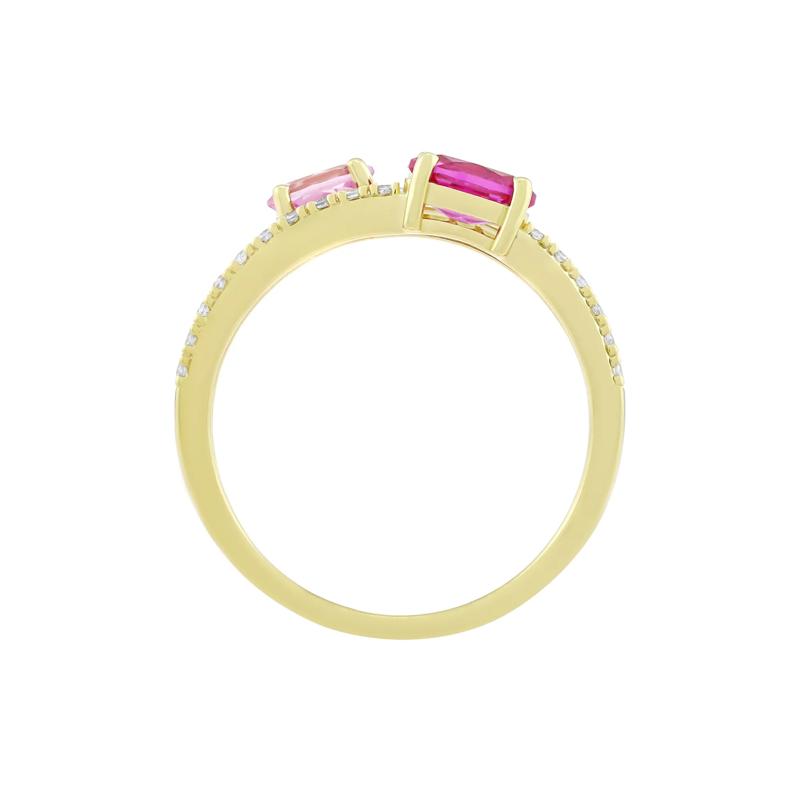 Pink Sapphire and Diamond Ring in 10K Yellow Gold &#40;1/6 ct. tw.&#41; – Image 2 of 3