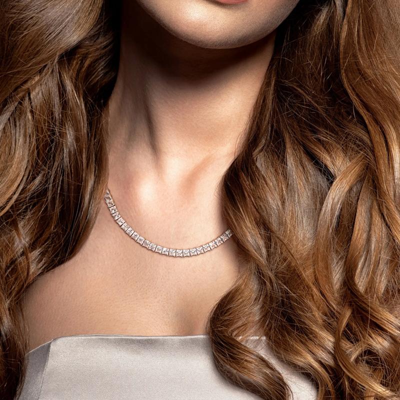 Lab-Created White Sapphire Tennis Necklace in Sterling Silver, 20&rdquo; – Image 5 of 5