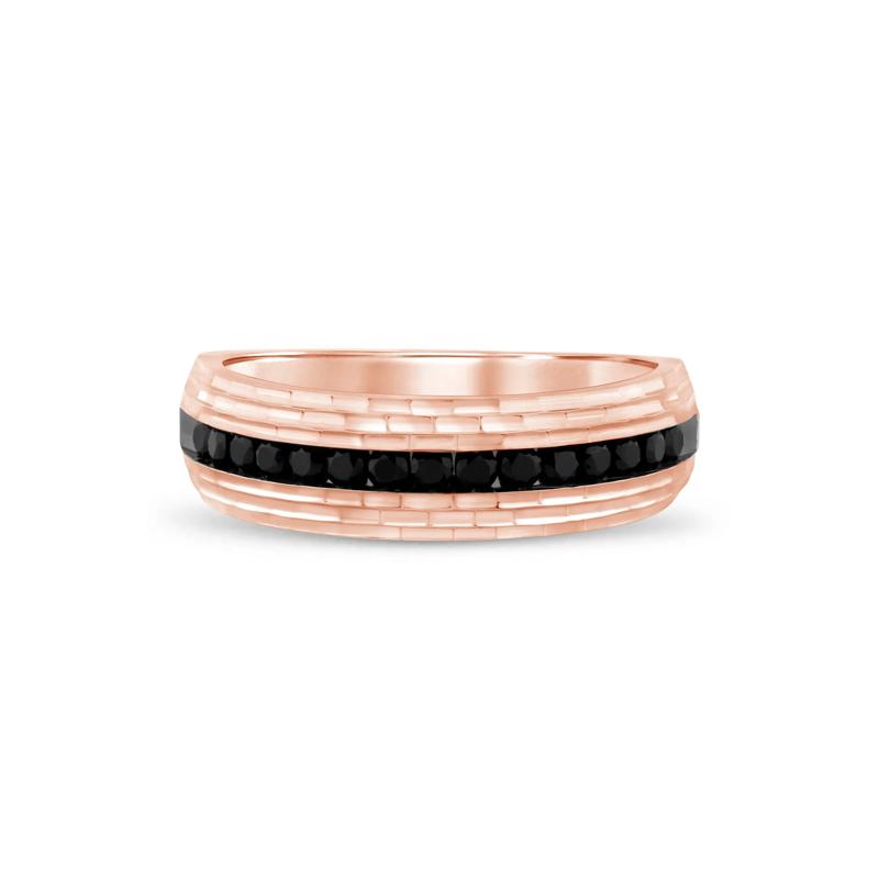 Men&#39;s Black Diamond Band in 10K Rose Gold &#40;1/2 ct. tw.&#41; – Image 1 of 3