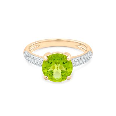 Round-Shaped Peridot & Diamond Ring in 10K Yellow Gold (1/8 ct. tw.)