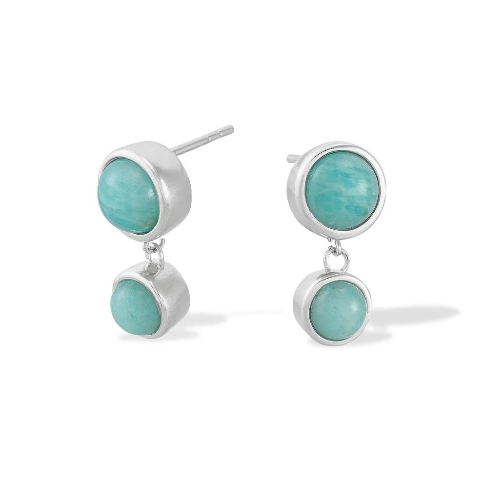Amazonite Drop Earrings in Sterling Silver – Image 1 of 2