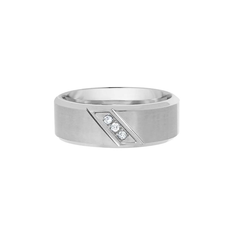Men&#39;s Diamond Band in Stainless Steel, 8MM – Image 1 of 2