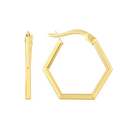Hexagon Hoop Earrings in 14K Yellow Gold, 20MM
