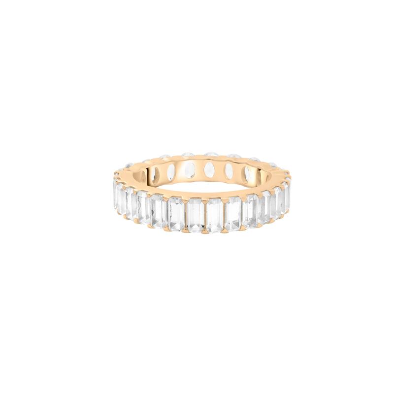 Lab-Created White Sapphire Oval and Baguette Half &amp; Half Eternity Band in Vermeil – Image 3 of 9