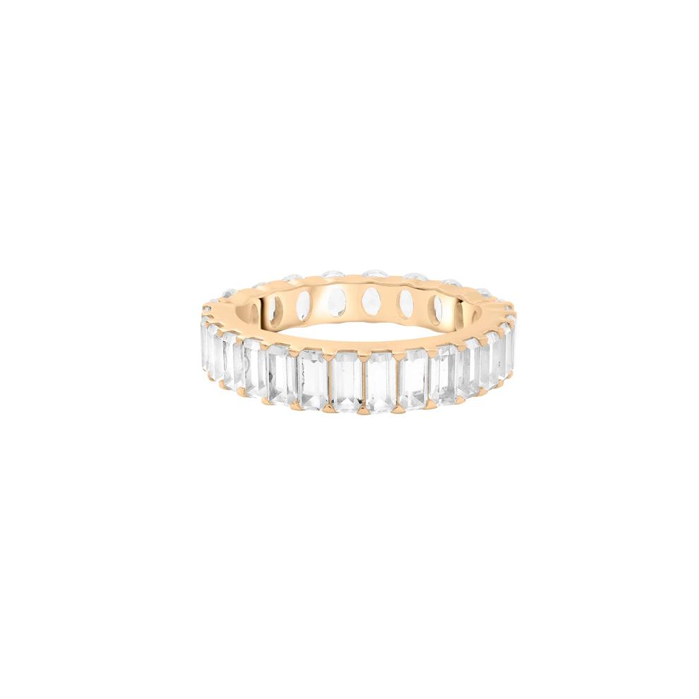 Lab-Created White Sapphire Oval and Baguette Half &amp; Half Eternity Band in Vermeil – Image 3 of 9