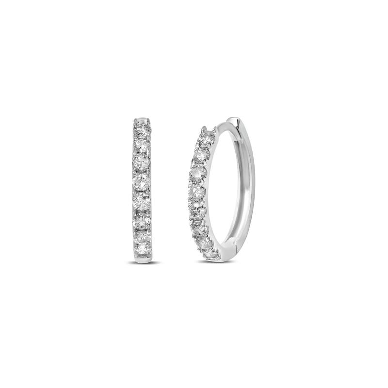1/2 ct. tw. Diamond Hoop Earrings in 14K White Gold – Image 1 of 1