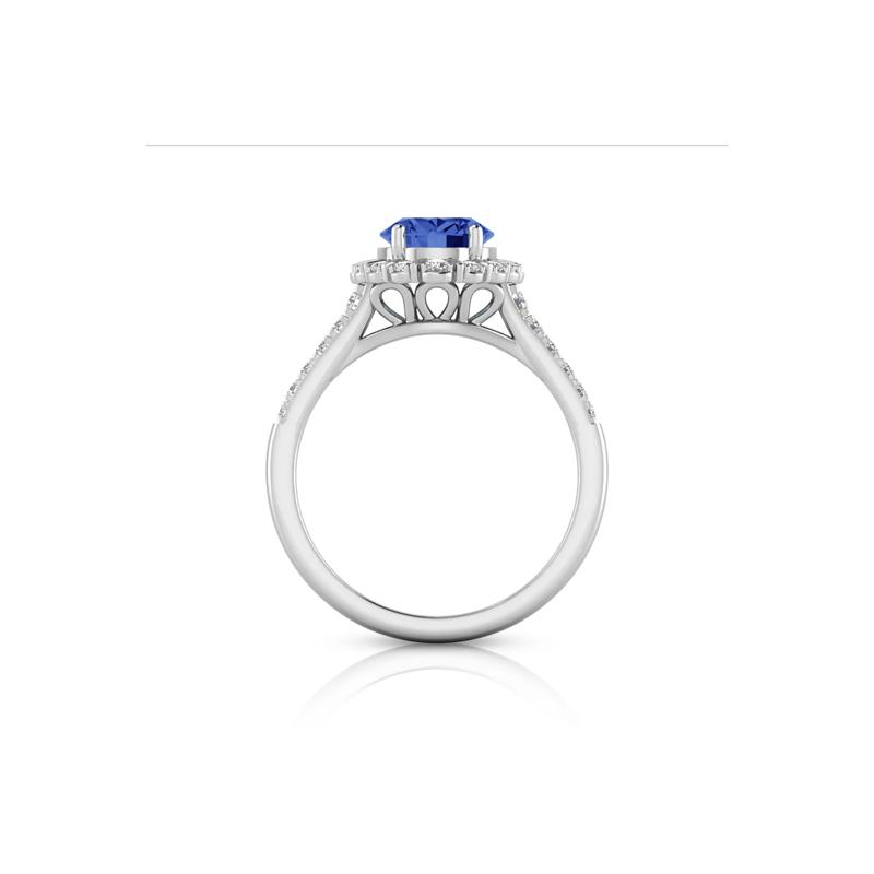 Tanzanite &amp; Diamond Halo Ring in 14K White Gold &#40;1/3 ct. tw.&#41; – Image 2 of 3