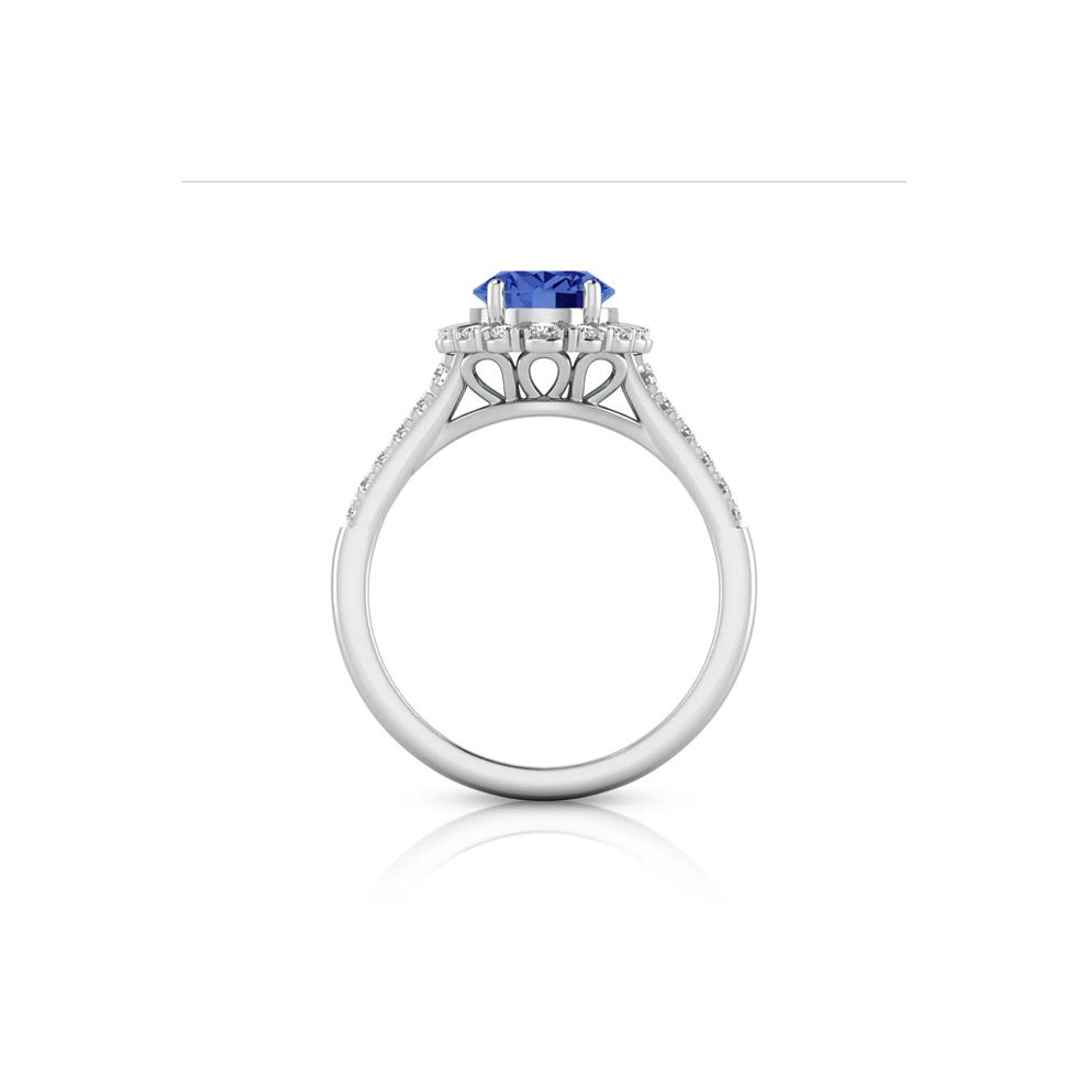 Tanzanite &amp; Diamond Halo Ring in 14K White Gold (1/3 ct. tw.) – Image 2 of 3