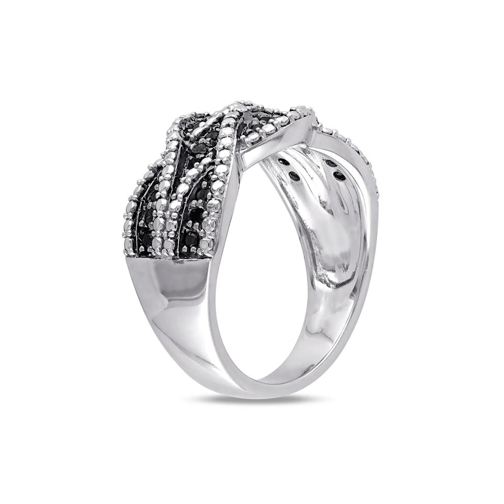Black Diamond Woven Ring in Sterling Silver (1/4 ct. tw.) – Image 2 of 3