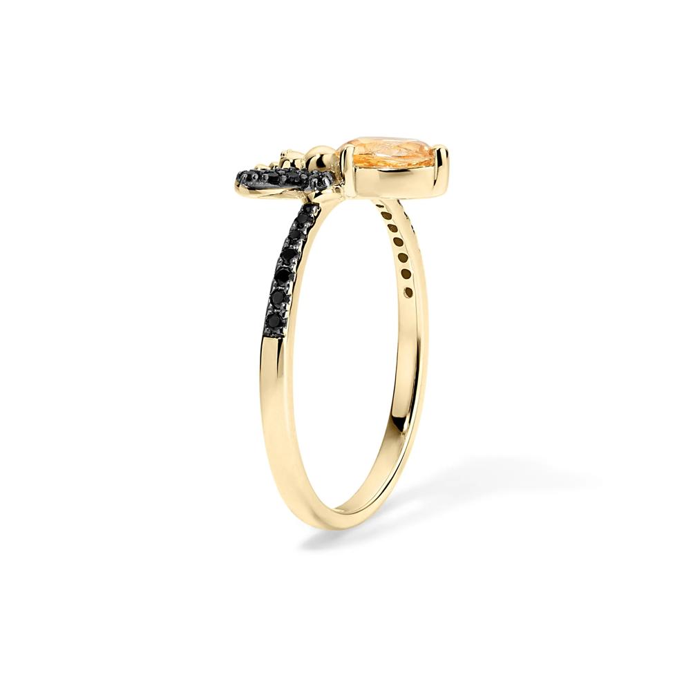 Citrine &amp; Black Diamond Bumblebee Ring in 10K Yellow Gold (1/5 ct. tw.) – Image 3 of 4
