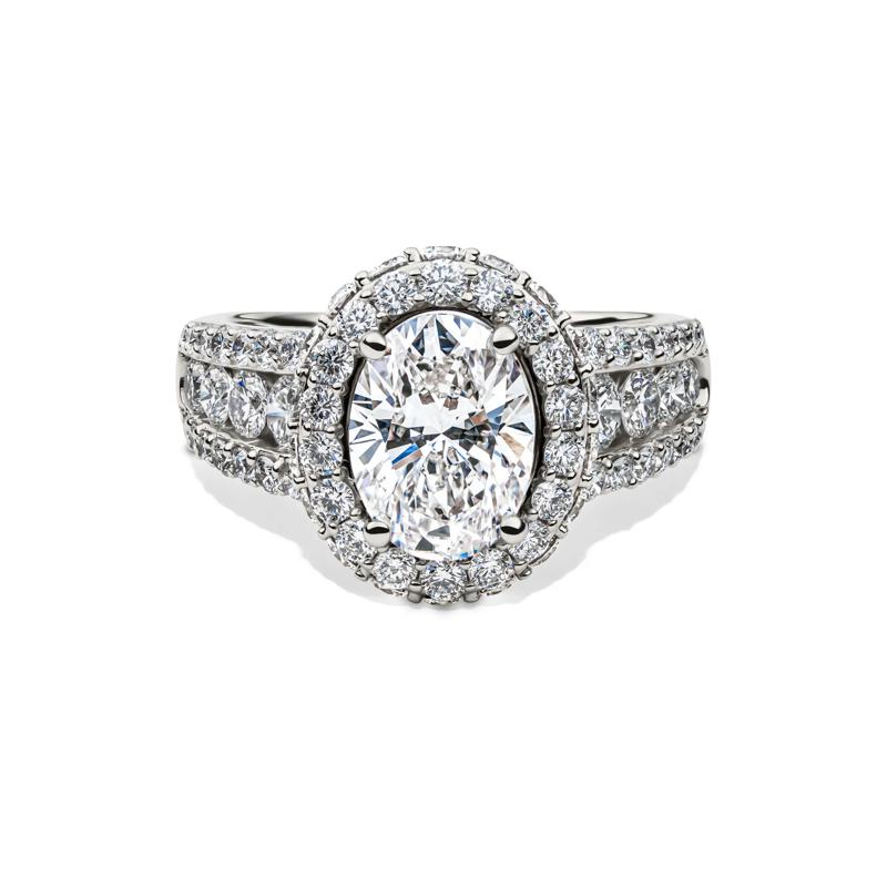lab grown diamond oval engagement ring in 14k white gold &#40;4 ct. tw.&#41; – Image 1 of 5