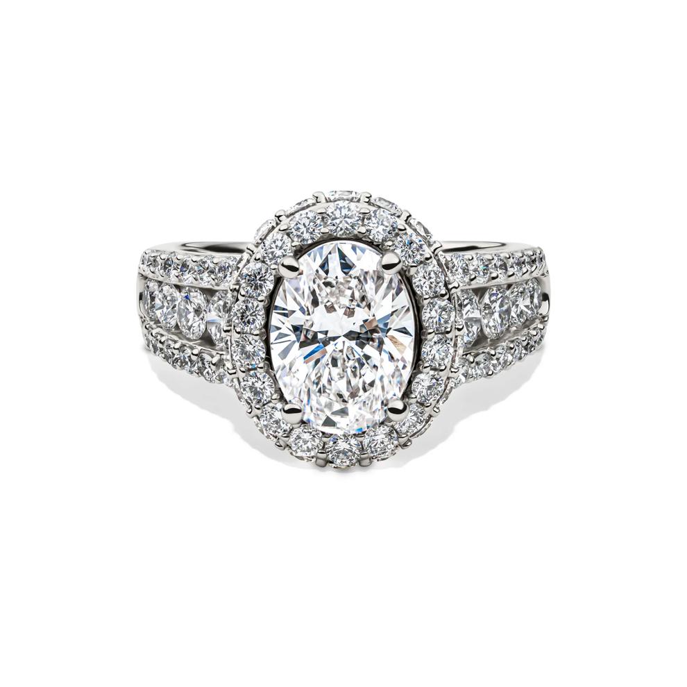 lab grown diamond oval engagement ring in 14k white gold (4 ct. tw.) – Image 1 of 5