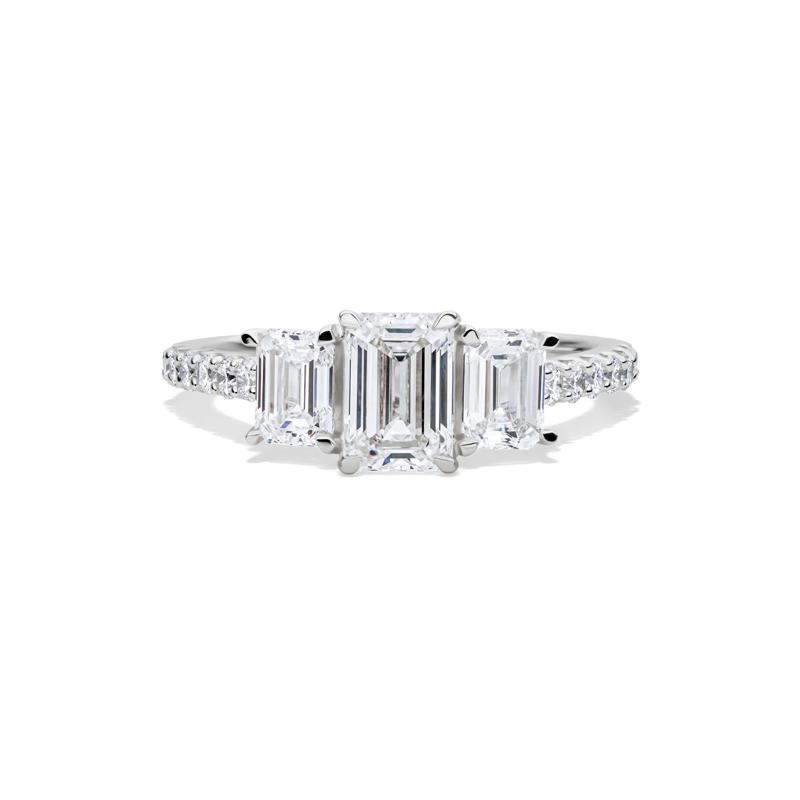Lab Grown Diamond Emerald-Cut Three Stone Ring in 14K Gold – Image 1 of 1