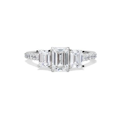 Lab Grown Diamond Emerald-Cut Three Stone Ring in 14K Gold