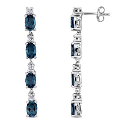 London Blue Topaz and White Topaz Earrings in Sterling Silver