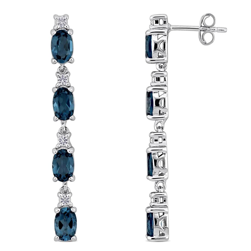 London Blue Topaz and White Topaz Earrings in Sterling Silver – Image 1 of 1