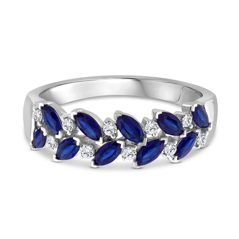 Blue Sapphire and Diamond Ring in 10K White Gold &#40;1/8 ct. tw.&#41; – Image 1 of 3