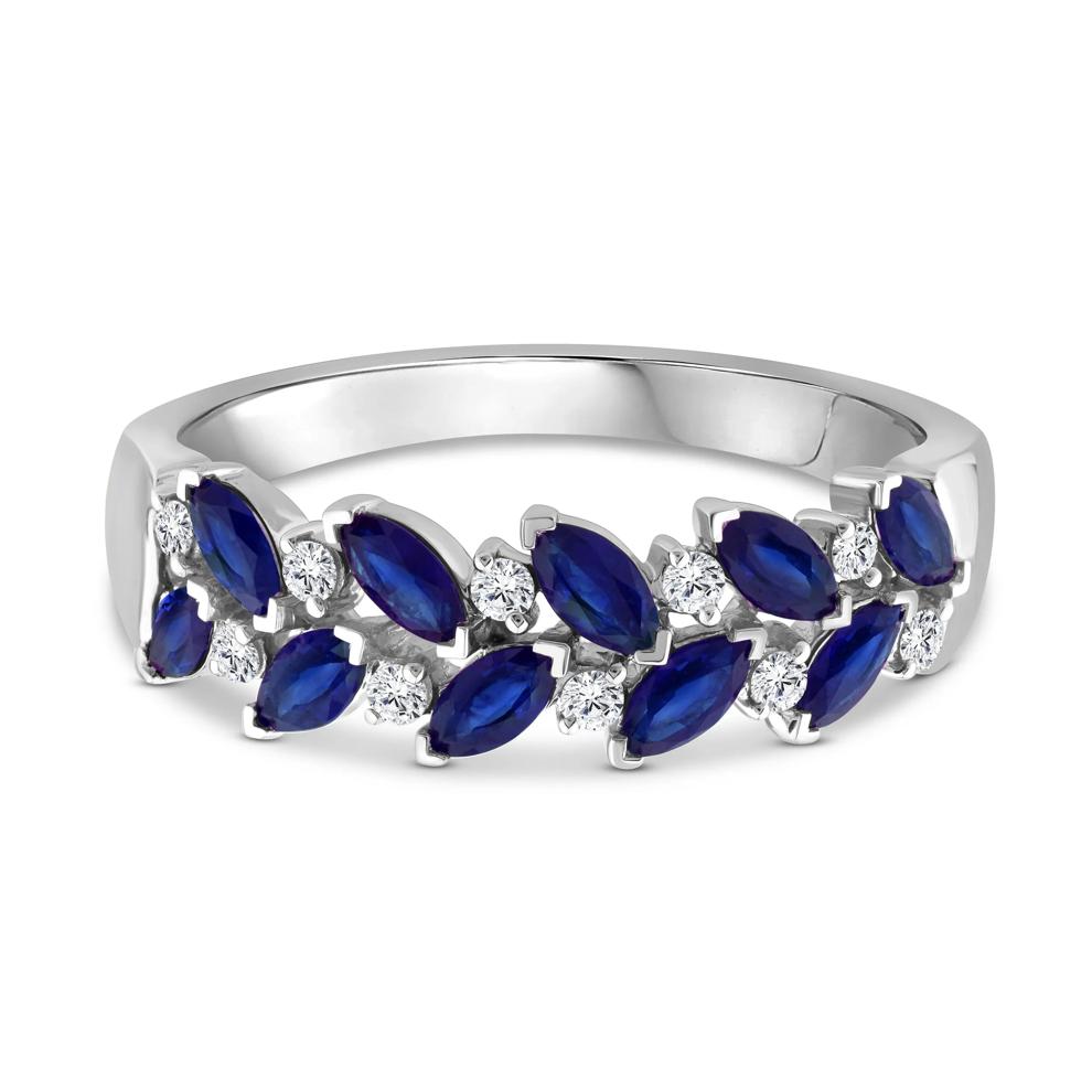 Blue Sapphire and Diamond Ring in 10K White Gold (1/8 ct. tw.) – Image 1 of 3
