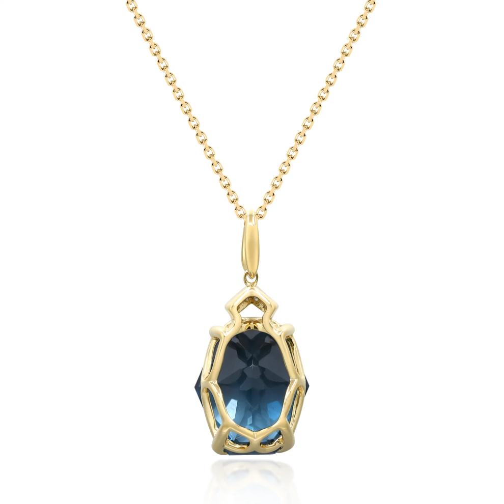 London Blue Topaz &amp; Diamond Accent Pendant in 10K Yellow Gold – Image 3 of 3