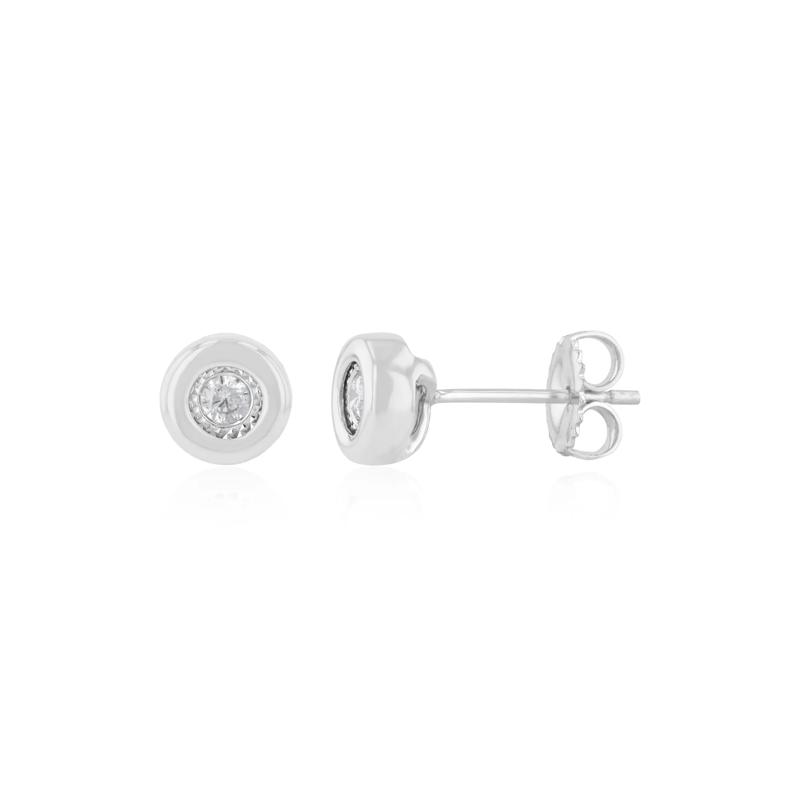 Men&#39;s Bezel-Set Diamond Earrings in Sterling Silver &#40;1/7 ct. tw.&#41; – Image 2 of 2