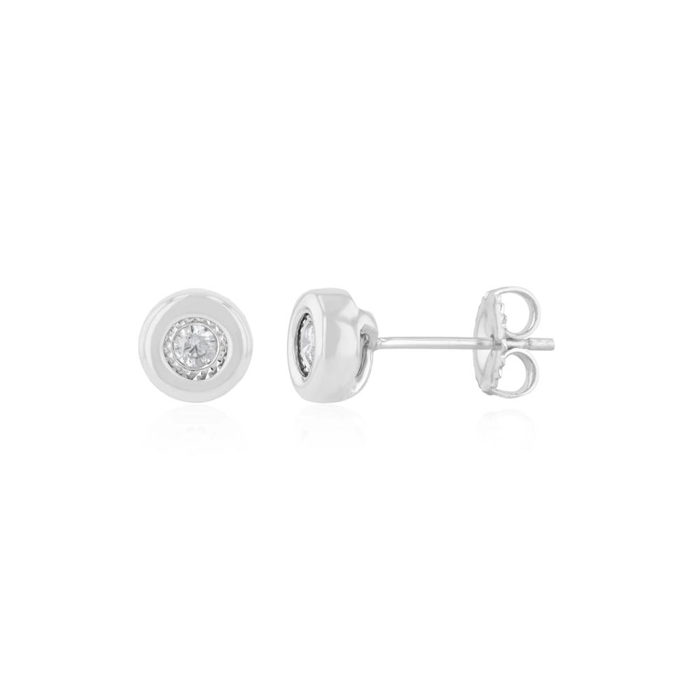 Men's Bezel-Set Diamond Earrings in Sterling Silver (1/7 ct. tw.) – Image 2 of 2