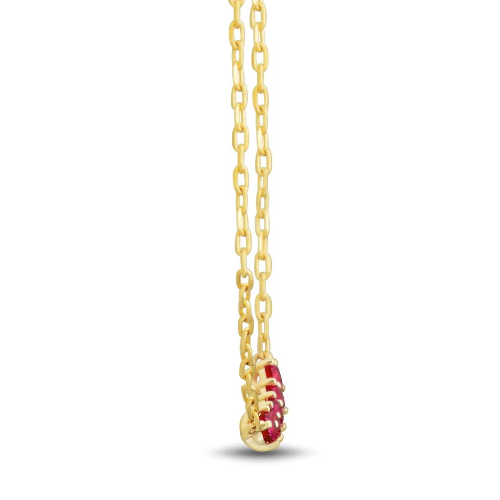 Lab-Created Ruby Five-Stone Necklace in 10K Yellow Gold – Image 2 of 3