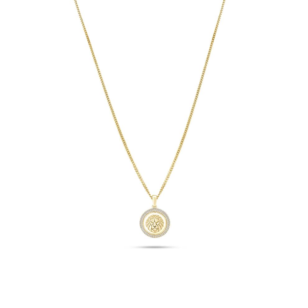 Lab Grown Diamond Lion Motif Pendant Necklace in 10K Yellow Gold (1/2 ct. tw.) – Image 1 of 4