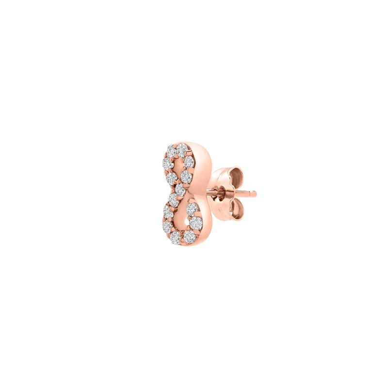 Single Stud Earring with Diamond Infinity Symbol in 10K Rose Gold – Image 2 of 2