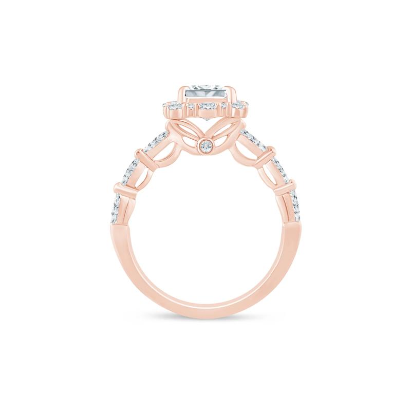 Lab Grown Diamond Emerald-Cut Halo Engagement Ring in 14K Rose and Yellow Gold &#40;2 3/4 ct. tw.&#41; – Image 2 of 3