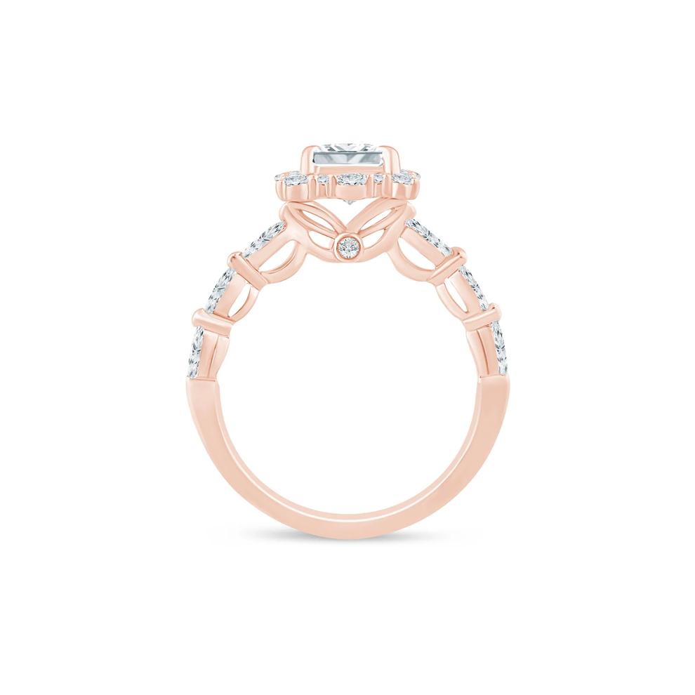Lab Grown Diamond Emerald-Cut Halo Engagement Ring in 14K Rose and Yellow Gold (2 3/4 ct. tw.) – Image 2 of 3