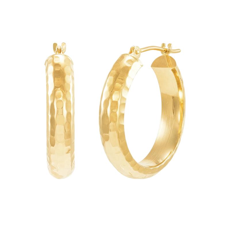 Diamond-Cut Hoop Earrings in 14K Yellow Gold, 17x21MM – Image 1 of 2