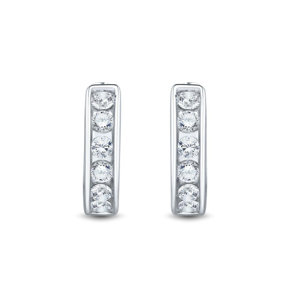 Lab Grown Diamond Channel Hoop Earrings in 14K White Gold (1/2 ct. tw.) – Image 2 of 2